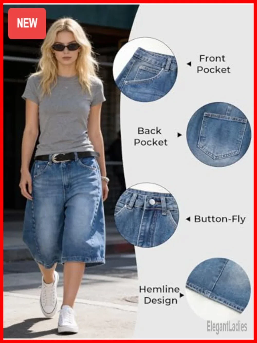 Baggy Wide Leg Bermuda Denim Jean Shorts High Waisted Y2K Grunge